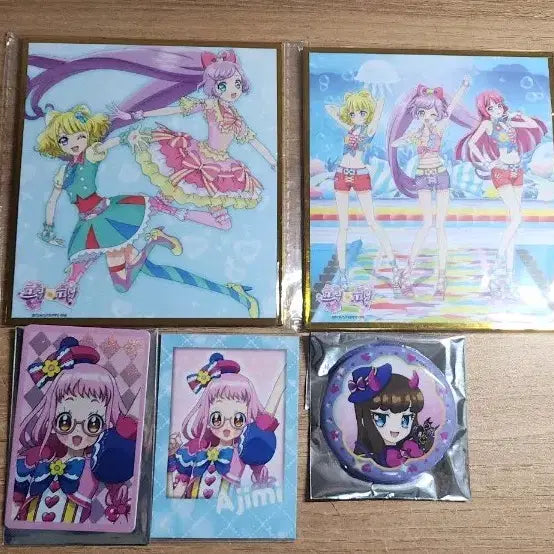 [BUNJANG] PriPara 10th Anniversary V-Square Acrylic Stand, Shikishi, Photocard, Badge Set (Aroma, Sophie) / 프리파라 10주년 브이스퀘어 굿즈 색지 포카 뱃지 아로마 아티 솔라미