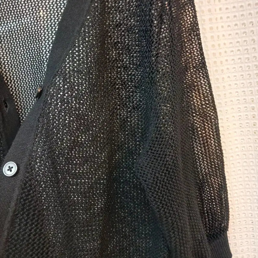 [BUNJANG] Black See-Through Knit Cardigan / 블랙 시스루 니트 가디건  88