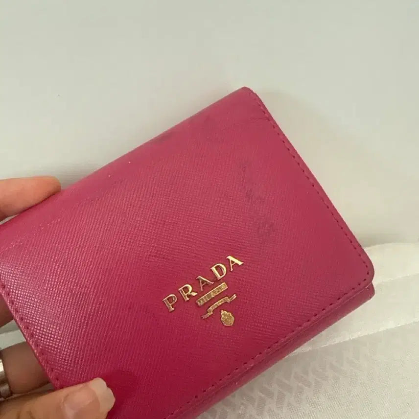 [BUNJANG] Prada Pink Leather Bi-fold Wallet / 프라다 핑크색 지갑