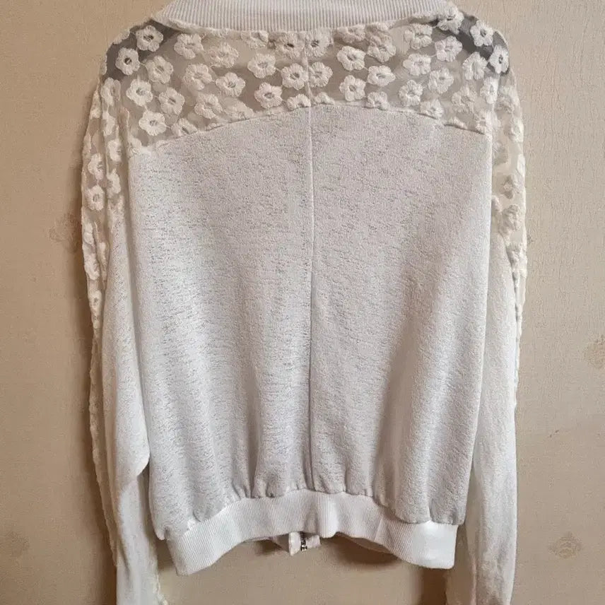 [BUNJANG] Valleygirl White Lace Zip-Up Cardigan / Valleygirl 화이트 레이스 집업 가디건