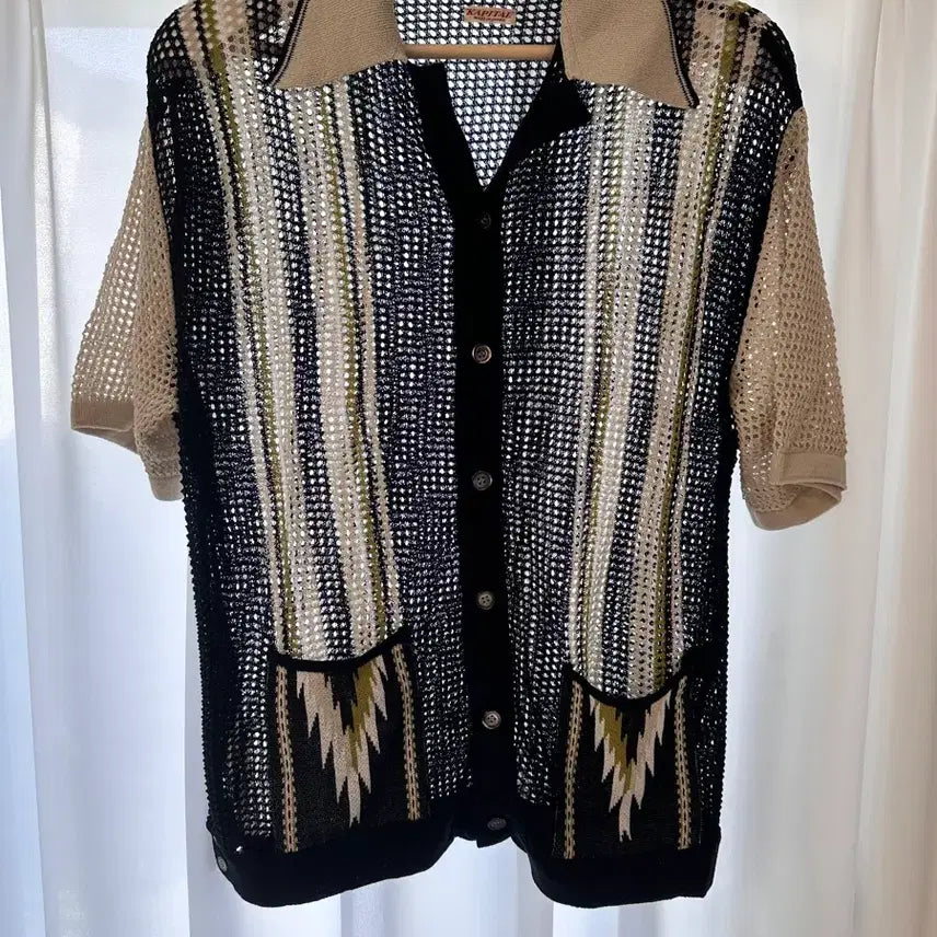 [BUNJANG] Kapital 12G Mesh Knit Kuba Shirt (L) / 캐피탈 12G 메쉬 니트 쿠바 셔츠 (L)