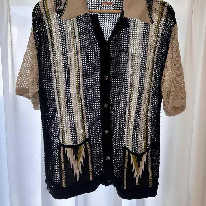 [BUNJANG] Kapital 12G Mesh Knit Kuba Shirt (L) / 캐피탈 12G 메쉬 니트 쿠바 셔츠 (L)