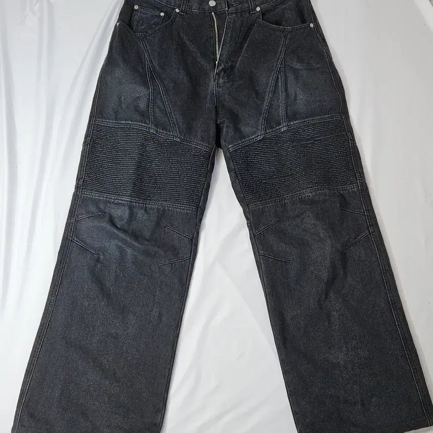 [BUNJANG] WAYWARD Biker Wide Denim Pants Black Size 2 / 웨이워드 WAYWARD 바이커 와이드 데님팬츠 블랙 진 2사이즈 워크웨어