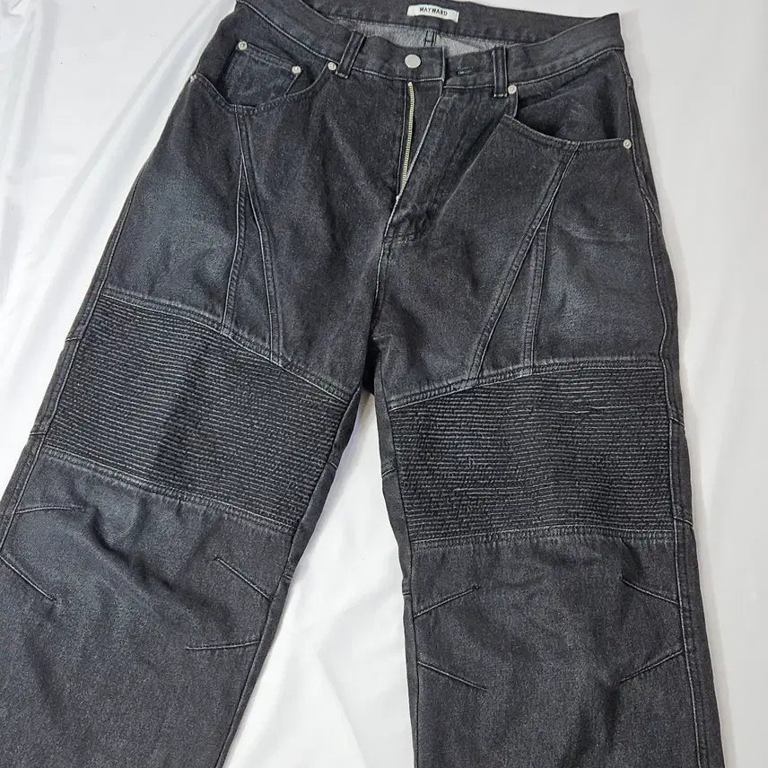 [BUNJANG] WAYWARD Biker Wide Denim Pants Black Size 2 / 웨이워드 WAYWARD 바이커 와이드 데님팬츠 블랙 진 2사이즈 워크웨어