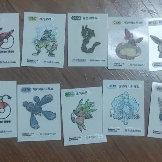 [BUNJANG] Pokemon 30th Anniversary Tteokbokki Stickers Bundle Set (Includes Black Rayquaza) / 검은 레쿠쟈 포함  30주년  포켓몬띠부씰 14장 일괄