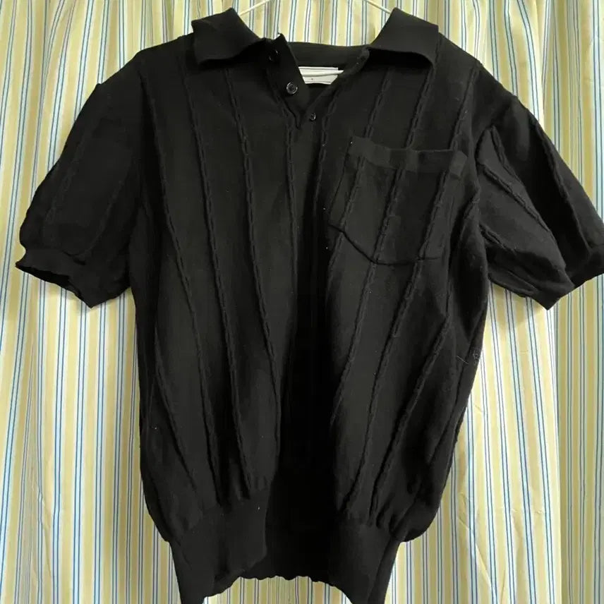 [BUNJANG] Black Short Sleeve Knit Top / 블랙 반팔 니트