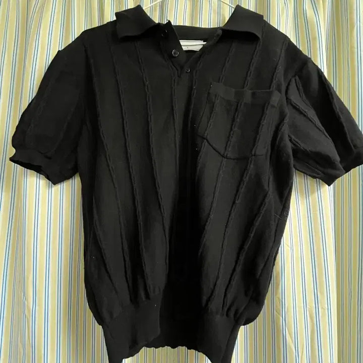 [BUNJANG] Black Short Sleeve Knit Top / 블랙 반팔 니트