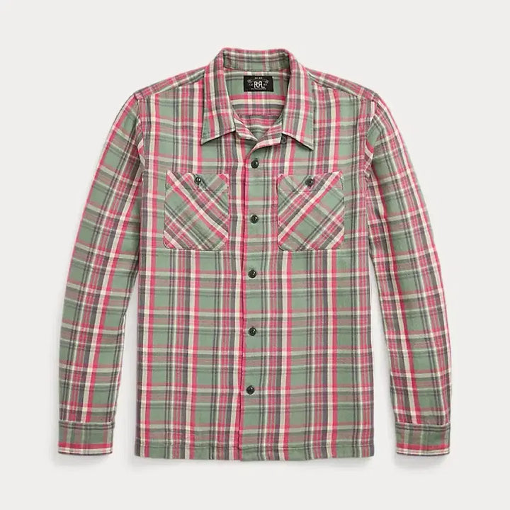 [BUNJANG] RRL Plaid Twill Camp Shirt (M) / RRL 더블알엘 플란넬 플래드 트윌 캠프셔츠 (M)