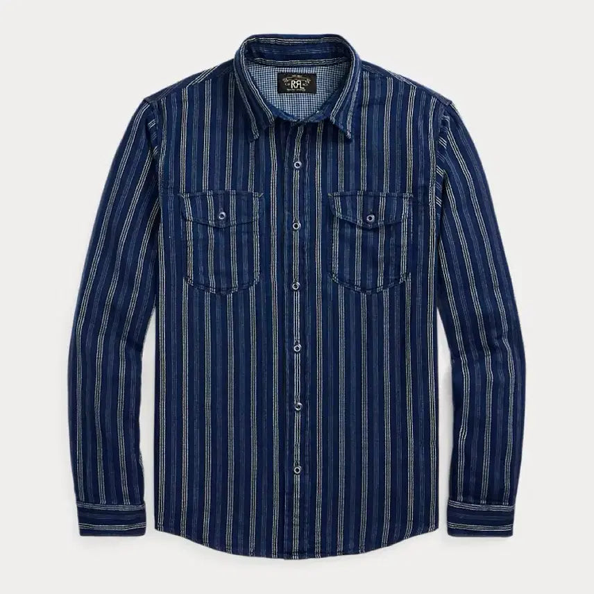 [BUNJANG] RRL Indigo Double Face Stripe Work Shirt Jacket / RRL 인디고 더블페이스 스트라이프 워크 셔츠 자켓
