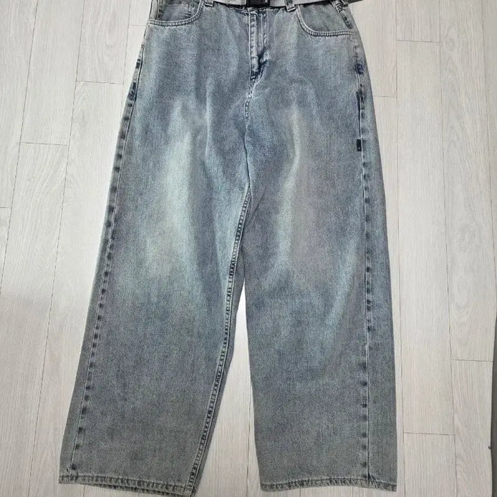 [BUNJANG] Moif Wide Belted Denim Pants / 모이프 와이드 벨티드 데님 팬츠