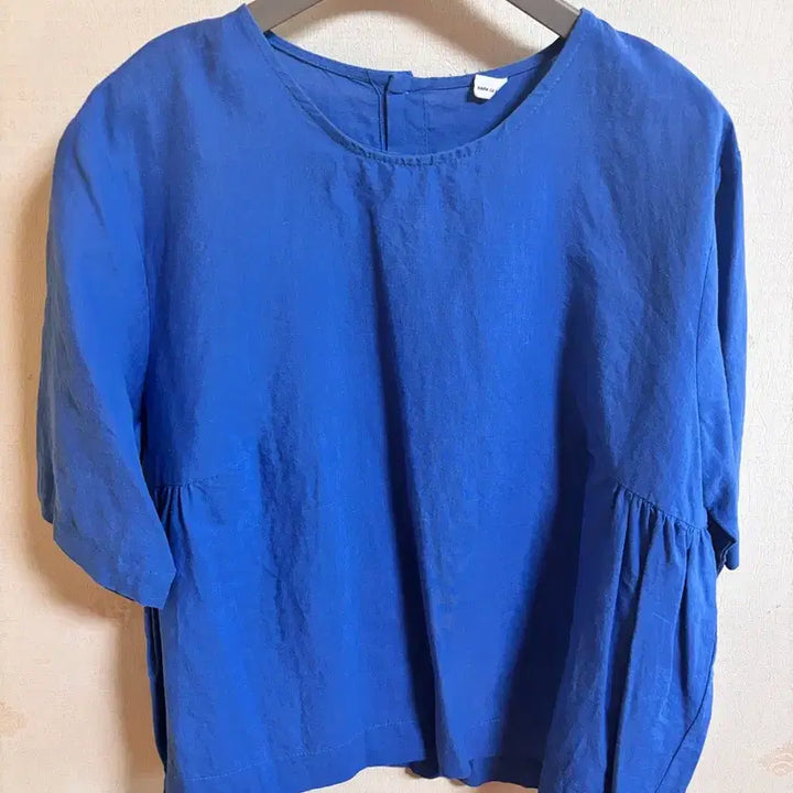 [BUNJANG] Blue Shirring Blouse T-Shirt / 블루 셔링 블라우스 티셔츠