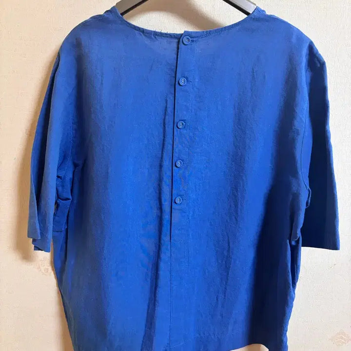 [BUNJANG] Blue Shirring Blouse T-Shirt / 블루 셔링 블라우스 티셔츠