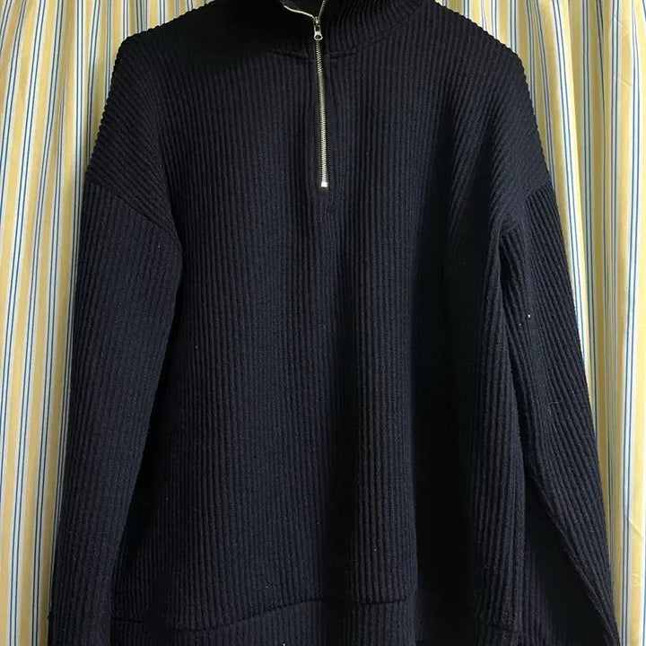 [BUNJANG] Navy Half-Zip Knit Sweater / 네이비 반집업 니트