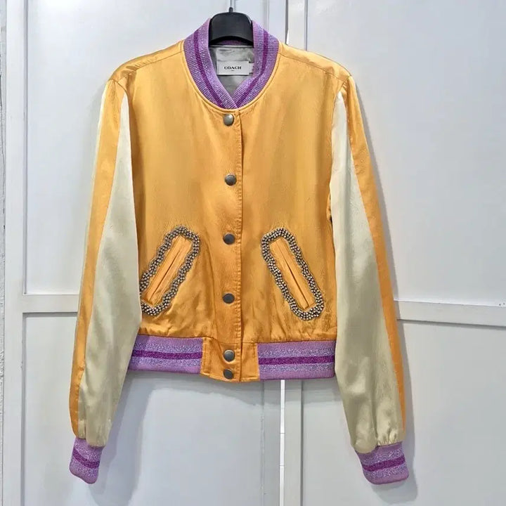 [BUNJANG] Coach Satin Varsity Jacket / 코치 새틴 바시티 자켓