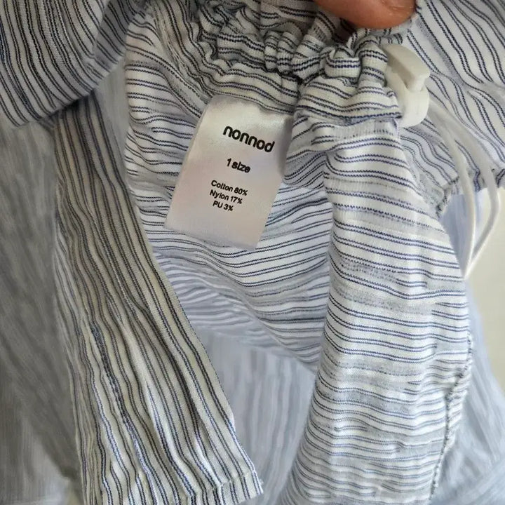 [BUNJANG] Nonnode String Tuck Stripe Shirt Sky Blue / (1)논노드 스트링 턱트 스트라이프 셔츠 스카이 블루