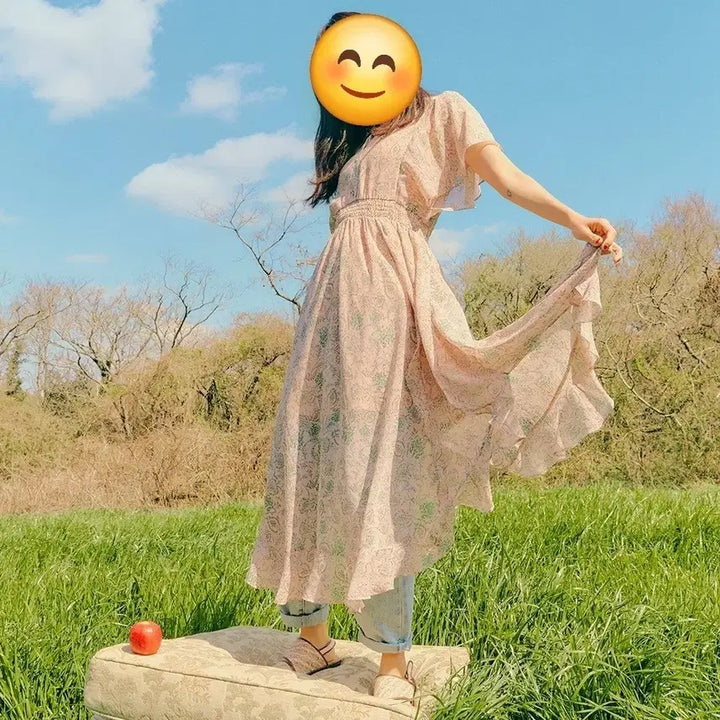 [BUNJANG] Thursday Island Smocking Waist Long Dress / 써스데이아일랜드(스타일)스모킹웨이스트고급롱원피스