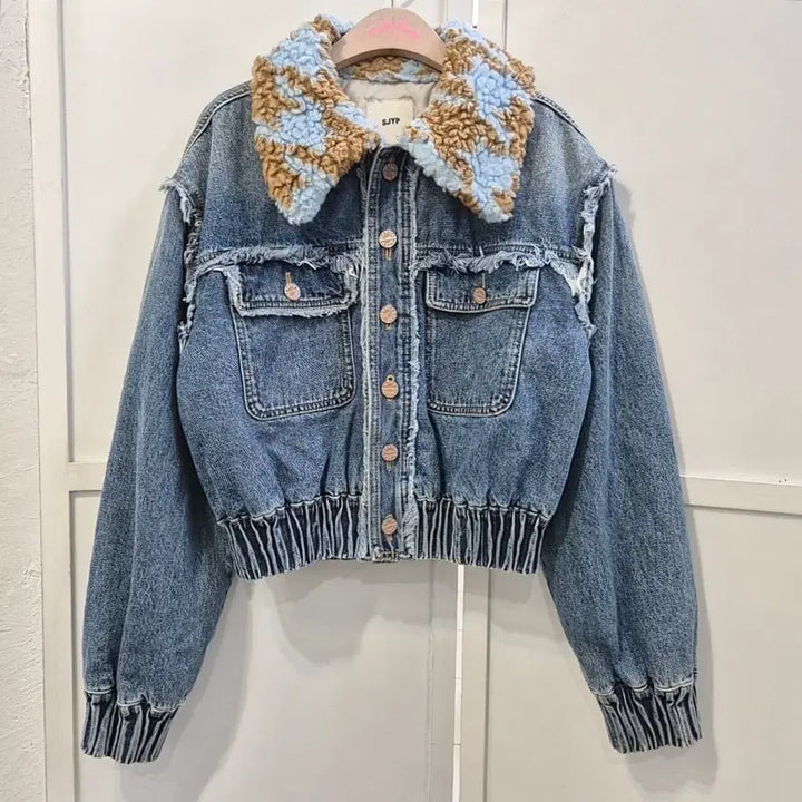 [BUNJANG] SJYP Quilted Cropped Denim Jacket / SJYP 누빔 크롭 데님 자켓