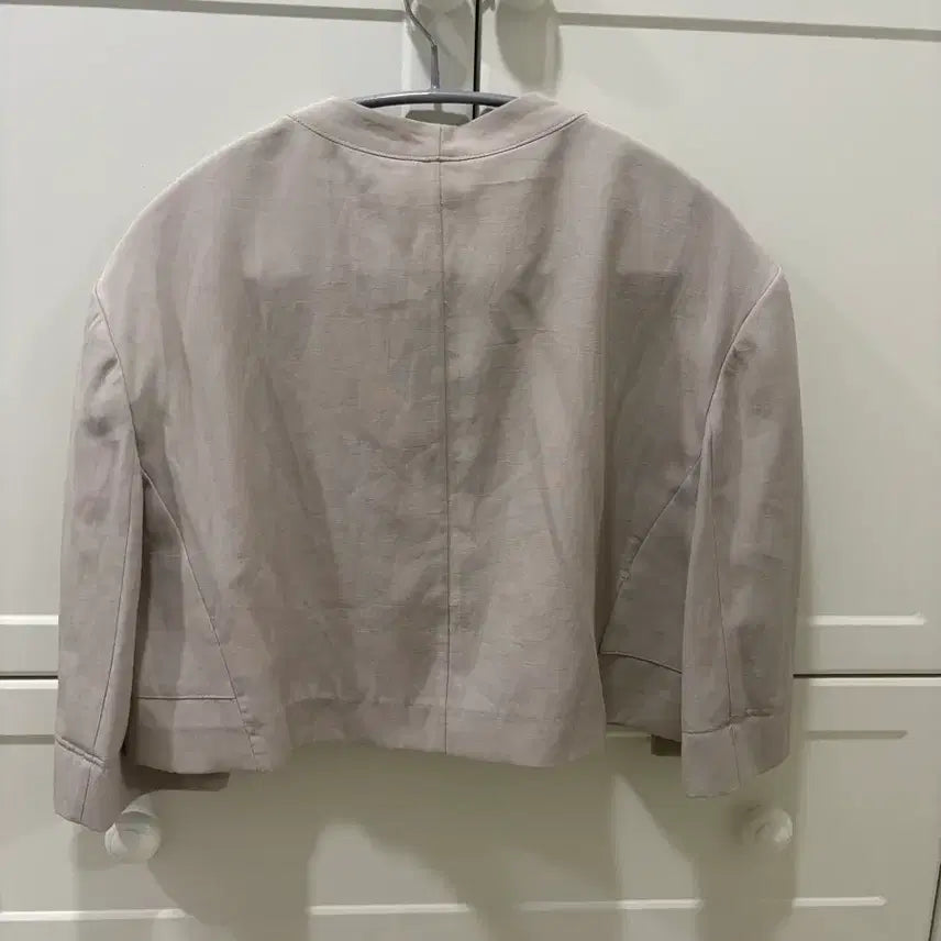 [BUNJANG] System Collarless Crop Jacket Grey Beige 55 / 시스템 노카라 크롭 자켓 55 (택채 새상품)