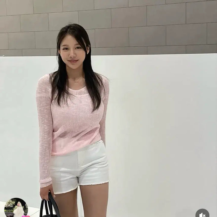 [BUNJANG] Attirare Pink Knit Long Sleeve T-Shirt / 아뜨와 | [새제품] 핑크 니트 긴팔 티셔츠