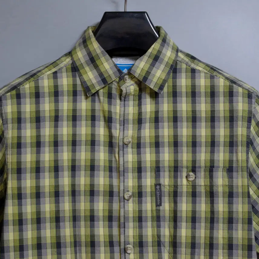 [BUNJANG] Columbia Check Short Sleeve Shirt Size S (95-100) / 컬럼비아 반소매 체크셔츠 95-100