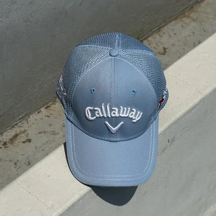 [BUNJANG] Callaway New Era Logo Golf Sky Blue Mesh Ball Cap Hat / [M-L] 캘러웨이 뉴에라 로고 골프 하늘색 메쉬 볼캡 모자