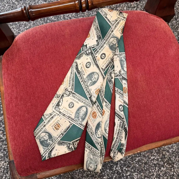 [BUNJANG] Vintage Dollar Pattern Necktie / 빈티지 달러 패턴 넥타이
