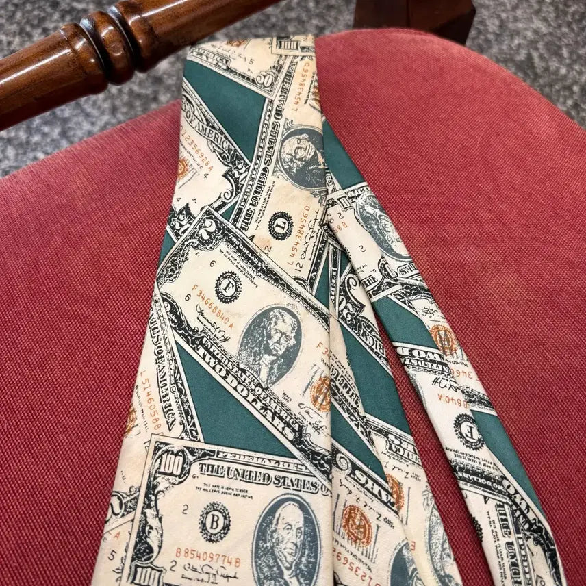 [BUNJANG] Vintage Dollar Pattern Necktie / 빈티지 달러 패턴 넥타이