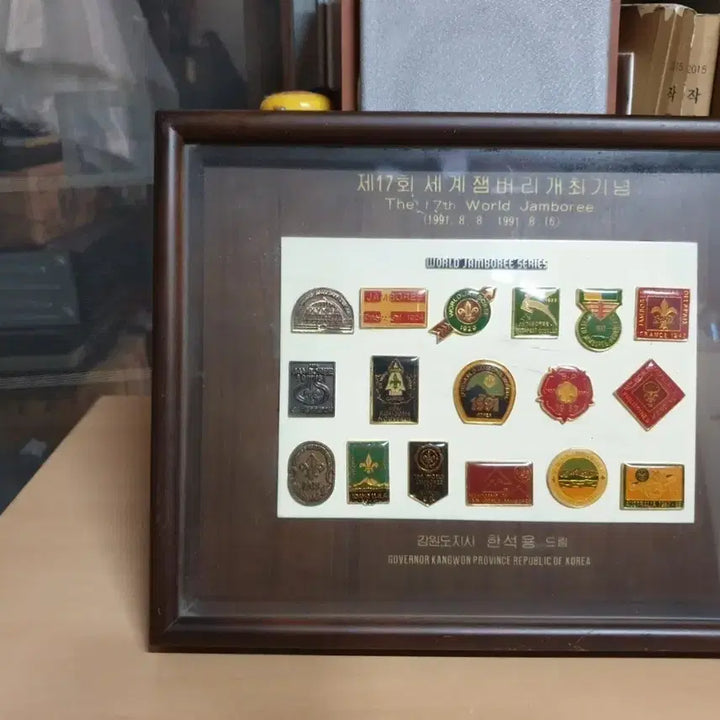 [BUNJANG] 1991 17th World Jamboree Commemorative Frame with Pins / 세계 잼버리개최기념액자