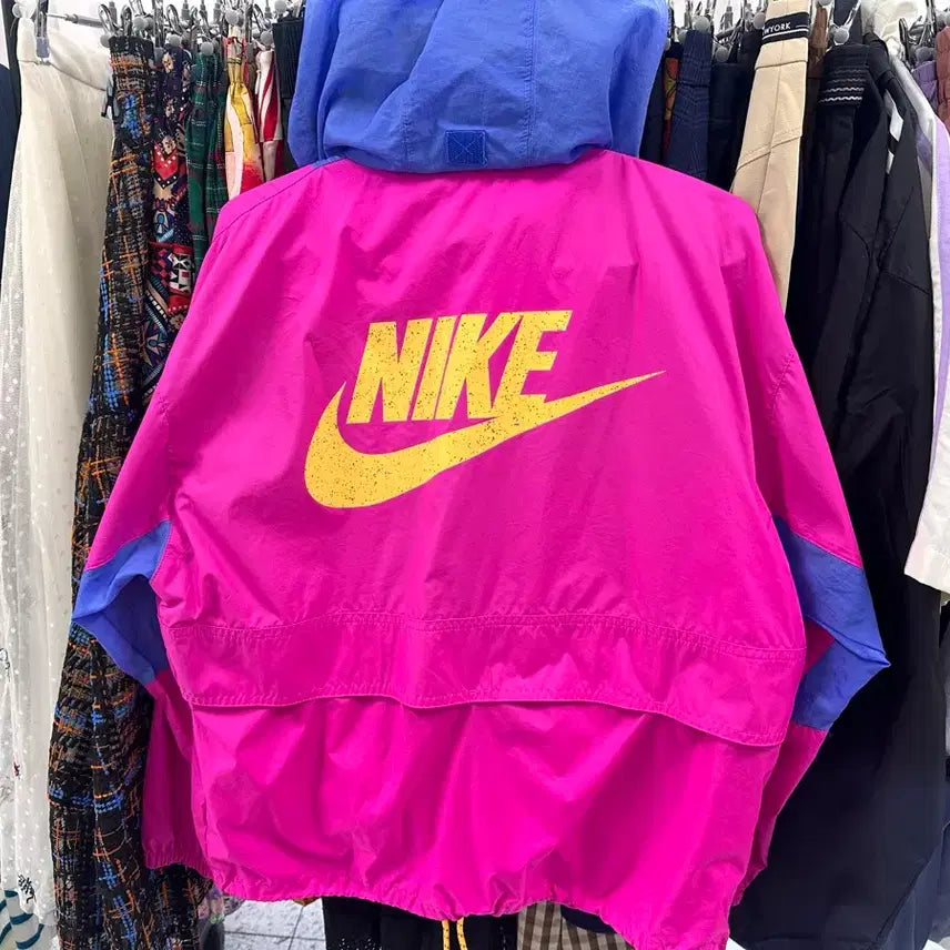 [BUNJANG] Nike Pink/Blue Windbreaker Hoodie Zip-Up Jacket (Size S) / 나이키 핑크/블루 바람막이 후드집업