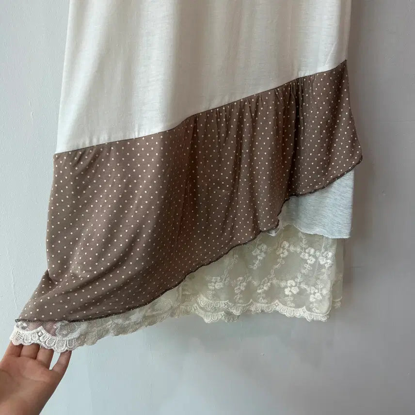 [BUNJANG] Lace Dot Pattern Layered Sleeveless Top / 레이스 도트패턴 슬리브리스