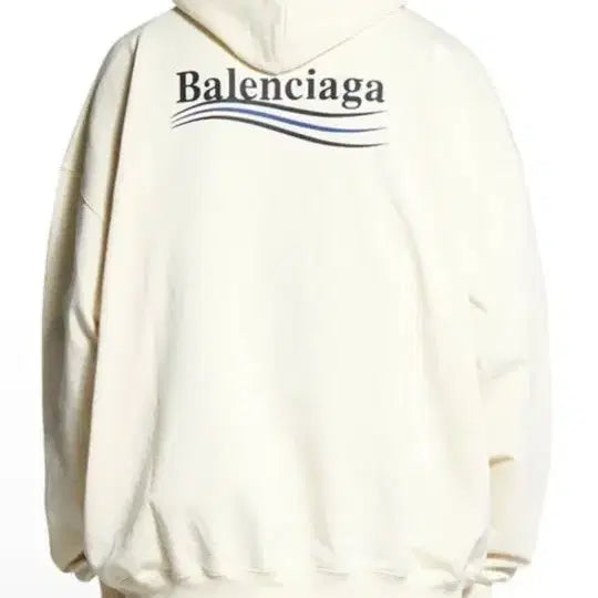 [BUNJANG] Balenciaga Wave Logo Hoodie Ivory / 발렌시아가 웨이브 로고 후드티 아이보리