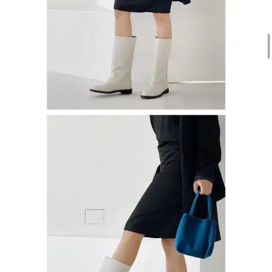 [BUNJANG] White Mid Calf Boots / 화이트 미들 부츠