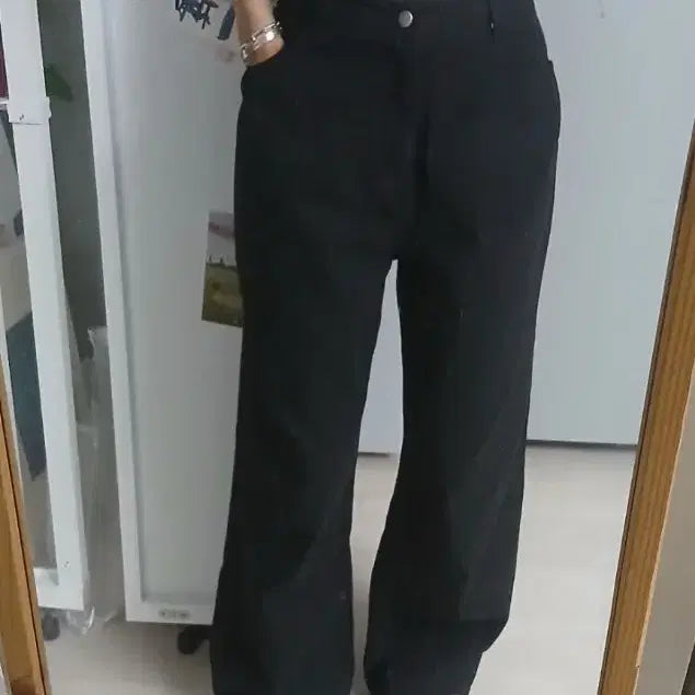 [BUNJANG] Wide Leg Black Denim Jeans / 와이드통 블랙진