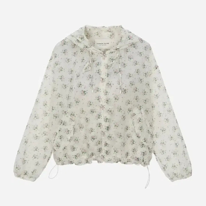 [BUNJANG] Thursday Island Floral Print Lightweight Windbreaker Jacket / 써스데이아일랜드바람막이 여름점퍼
