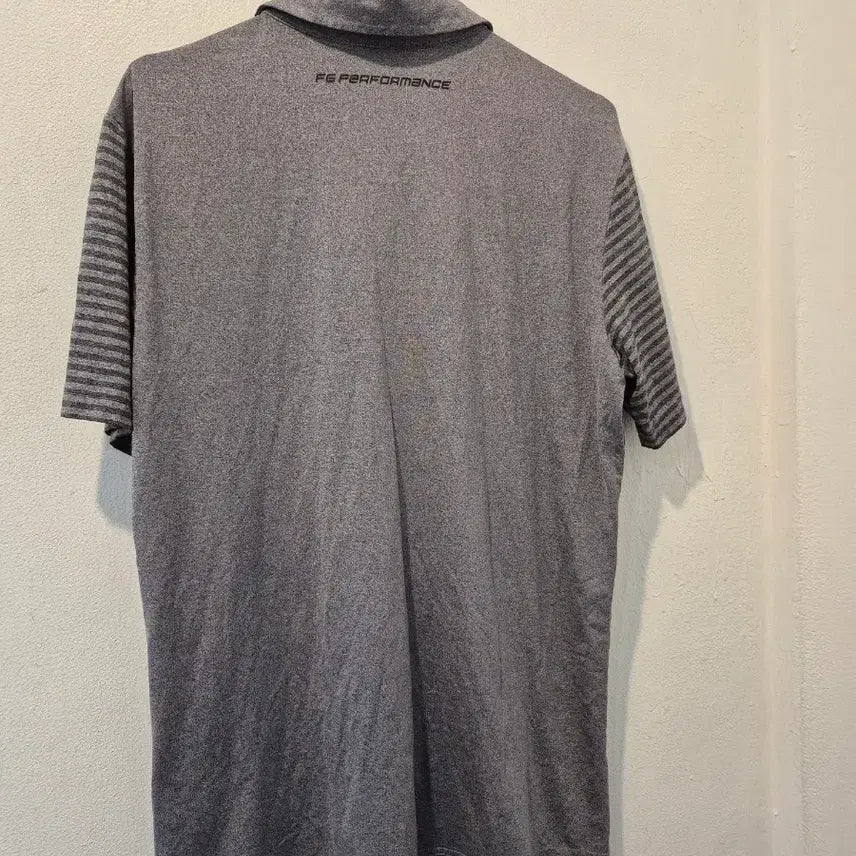 [BUNJANG] Phantom FG Gray Stripe Short-Sleeve Polo T-Shirt / 팬텀 FG 그레이 스트라이프 반팔 폴로티