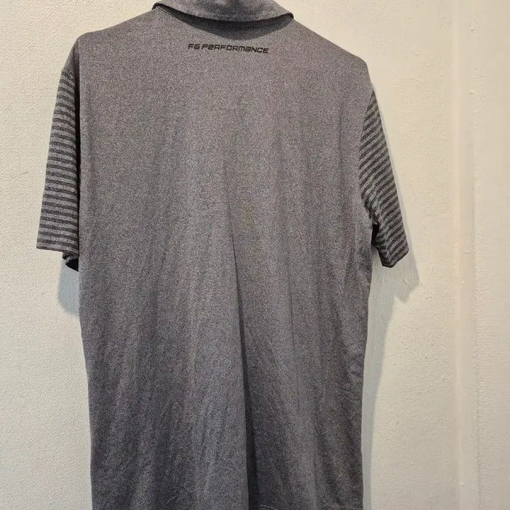 [BUNJANG] Phantom FG Gray Stripe Short-Sleeve Polo T-Shirt / 팬텀 FG 그레이 스트라이프 반팔 폴로티