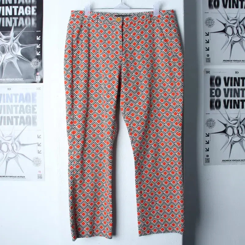 [BUNJANG] Max Mara Pattern Tweed Lightweight Slacks - Orange Limited Edition / W(L) 막스마라 슬랙스 경량 바지 패턴 트위드 오렌지 한정판-262B