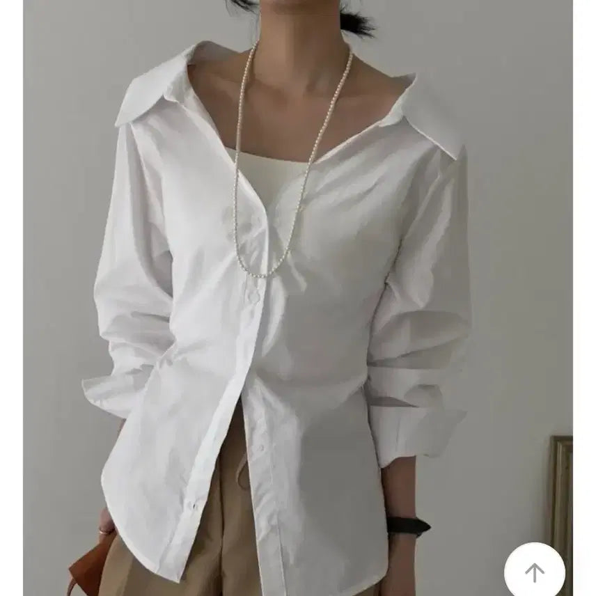 [BUNJANG] Off-Shoulder Line Shirt Blouse (New) / 오프카라 라인 셔츠 블라우스 (새상품)