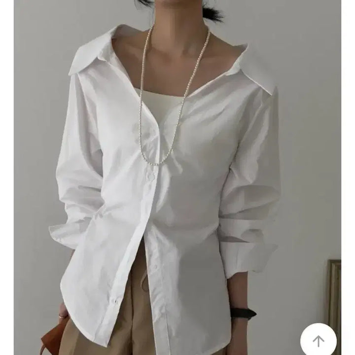 [BUNJANG] Off-Shoulder Line Shirt Blouse (New) / 오프카라 라인 셔츠 블라우스 (새상품)