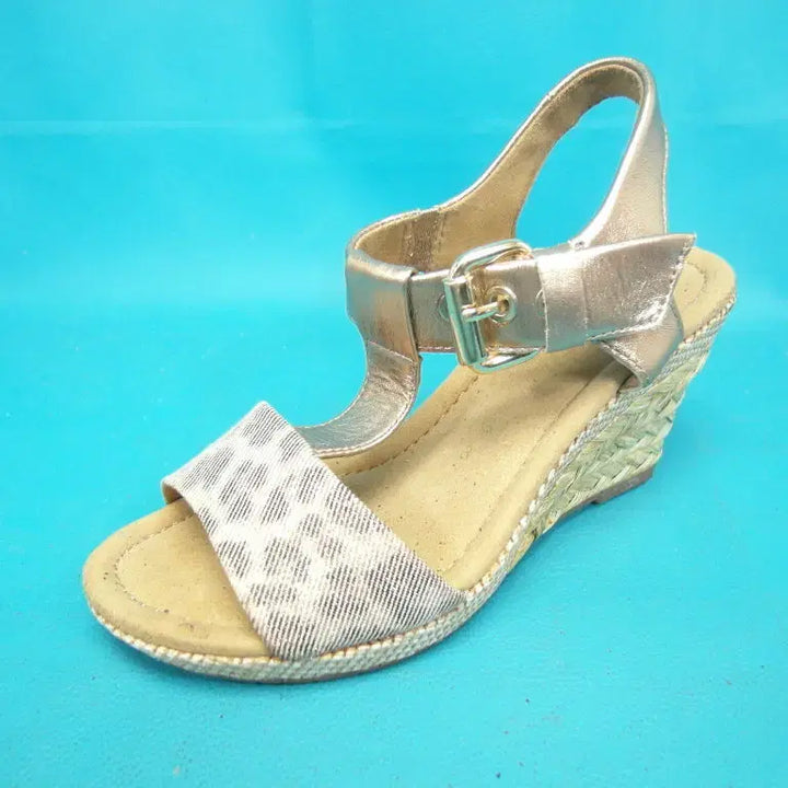[BUNJANG] Gabber Wedge Platform Rattan T-Strap Sandals (Size 230) / 230/pu6-593/가버 웨지 통굽 라탄 T 스트랩 샌들/구제특별시