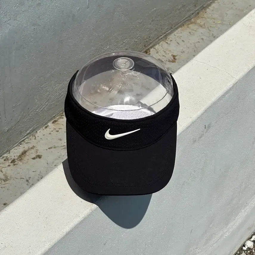 [BUNJANG] Nike Logo Black Sun Cap Visor Hat / [F] 나이키 로고 블랙 썬캡 썬바이저 모자
