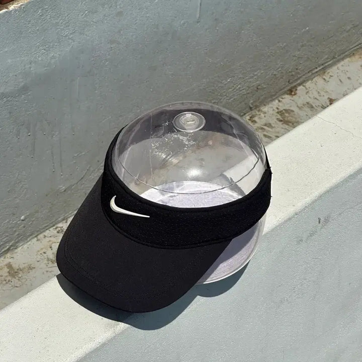 [BUNJANG] Nike Logo Black Sun Cap Visor Hat / [F] 나이키 로고 블랙 썬캡 썬바이저 모자