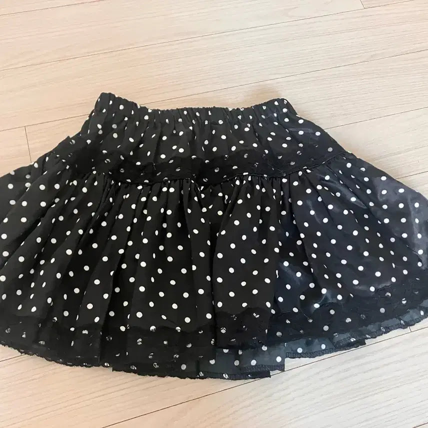 [BUNJANG] Polka Dot Latte Gal Skirt with Lace / 착샷(O) 로리타 땡땡이 도트 라떼갸루 스커트 치마 레이스 고스 로리