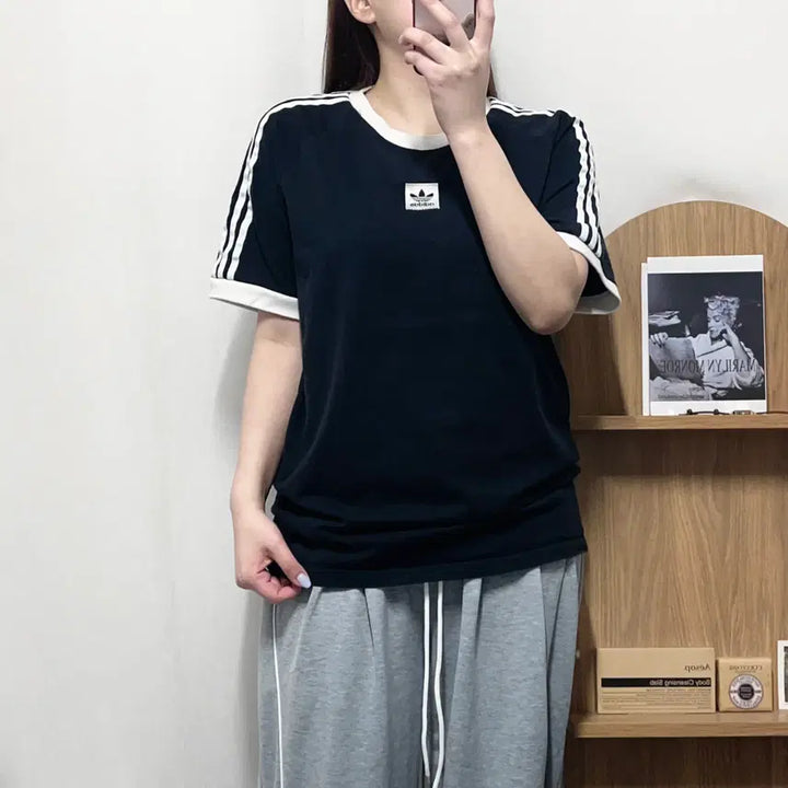 [BUNJANG] Adidas Black Embroidered Box Logo T-Shirt XL / [정품] 아디다스 블랙 자수 박스로고 반팔티 [ XL ]