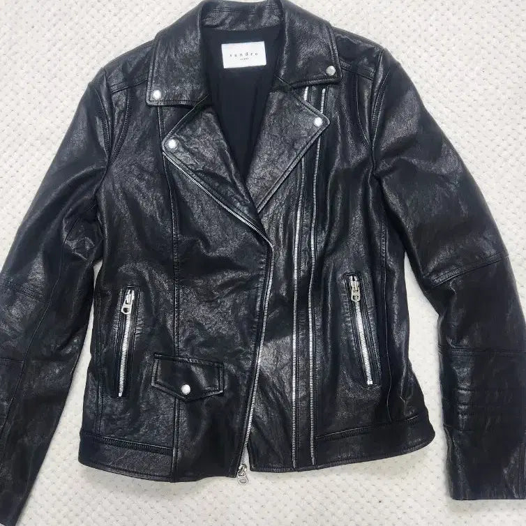 [BUNJANG] Sandro Black Leather Rider Jacket / 산드로 블랙 레더 라이더 자켓