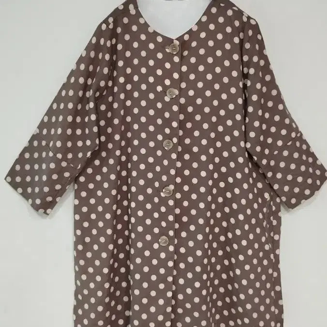 [BUNJANG] Polka Dot Linen Jacket / 거의 새옷 브라운 린넨 마100% 귀여운 땡땡이 여름 자켓