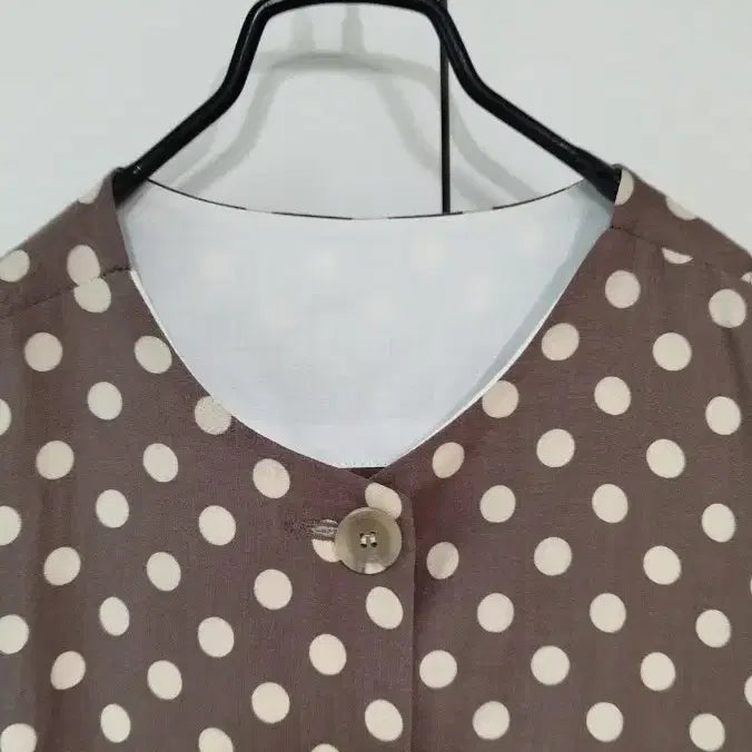 [BUNJANG] Polka Dot Linen Jacket / 거의 새옷 브라운 린넨 마100% 귀여운 땡땡이 여름 자켓