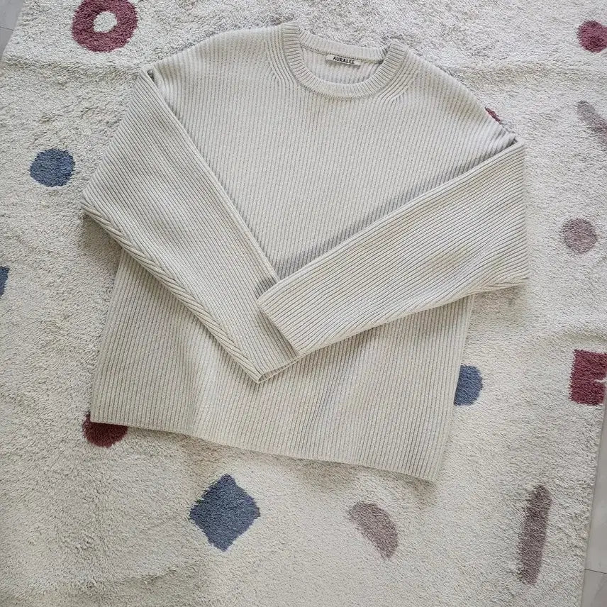 [BUNJANG] Auralee Super Fine Wool Rib Knit Oatmeal/Ivory / 오라리 울 립 니트