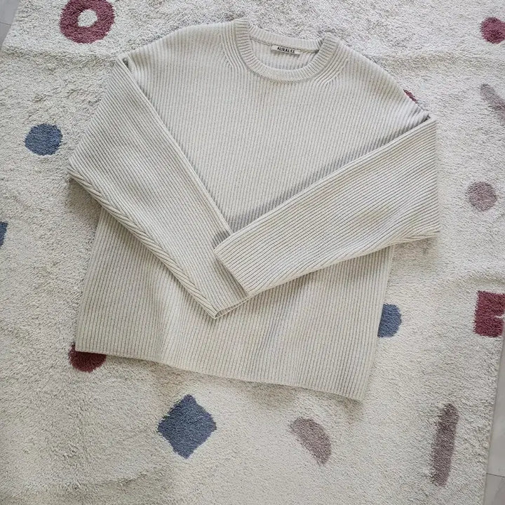 [BUNJANG] Auralee Super Fine Wool Rib Knit Oatmeal/Ivory / 오라리 울 립 니트