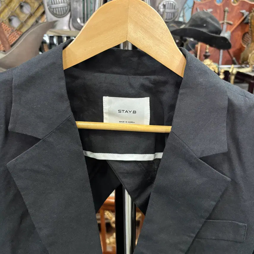 [BUNJANG] STAY.B Black 100% Linen Blazer Jacket / STAY.B (스테이비)블랙 린넨 100% 블레이저 자켓